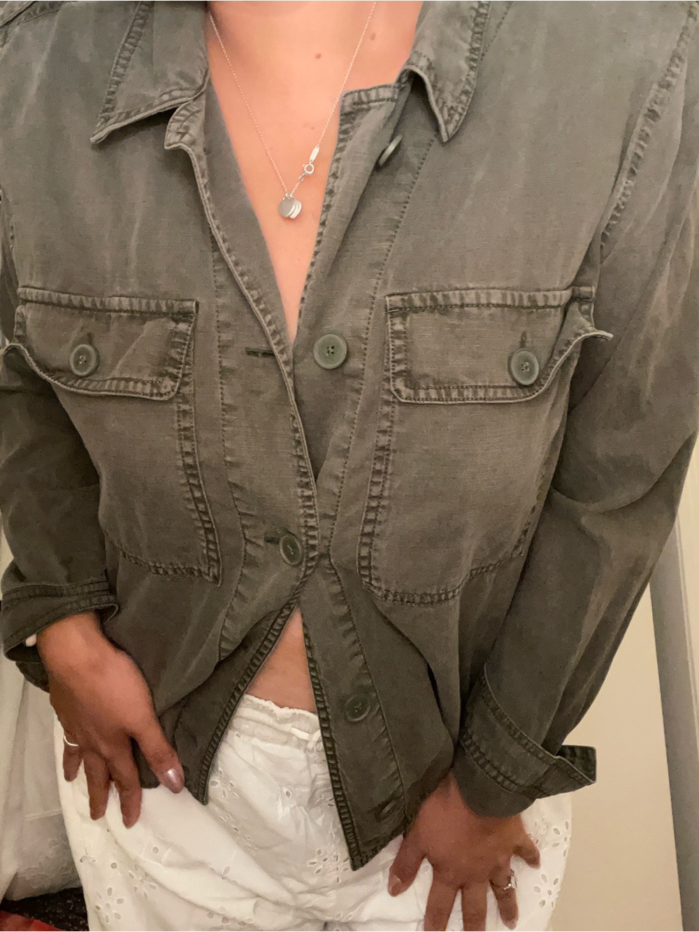 Lucky brand Olive Utility Button-Up longsleeve shirt  - Women